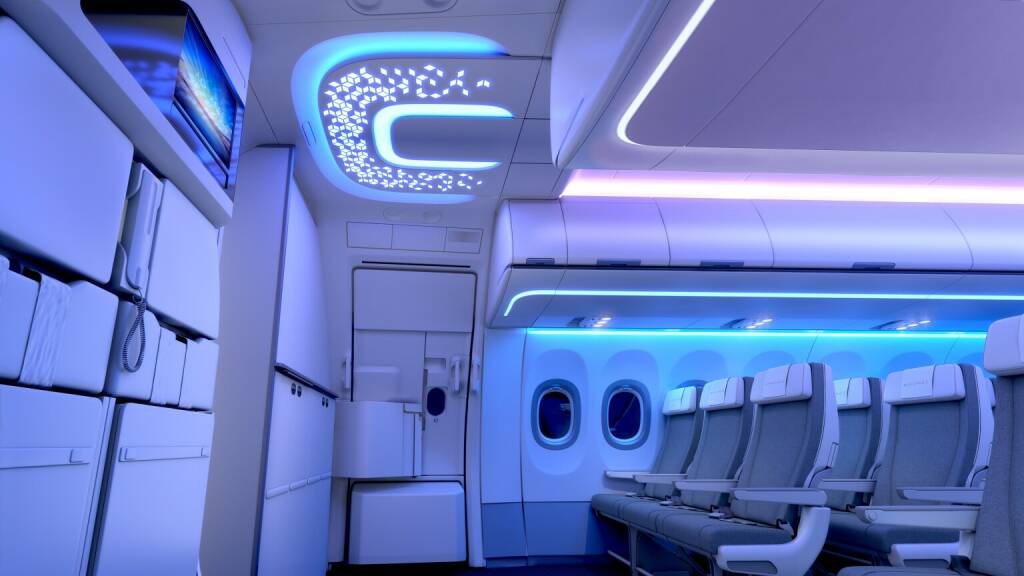 A320 Airspace Entrance Area - FACC als führender Technologiekonzerne der Aerospace-Industrie entwickelt und fertigt für die A320 Modelle von Airbus die Entrance Area mit innovativen Hero Lights. Jetzt erfolgte die Erstauslieferung. Credit: FACC, © Aussender (06.11.2020) 
