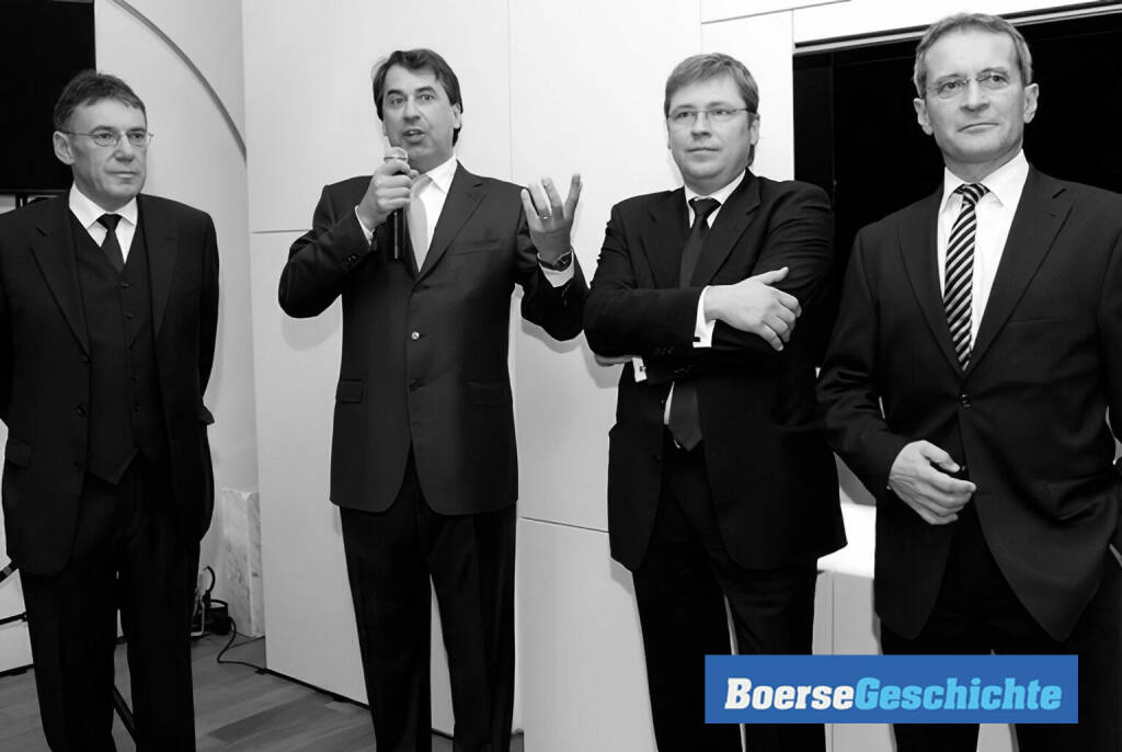 #boersegeschichte 2006: Rudolf Knünz, Stefan Pierer (beide Cross Industries), Josef Blazicek (Ocean) und Herbert Paierl (UIAG) eröffnen den gemeinsamen Bürostandort Am Hof 4 in Wien (19.11.2020) 