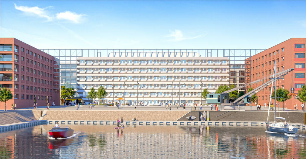 CA Immo: Bürogebäude ZigZag: Blick vom Hafen (Visualisierung 2020), Credit: CA Immo (25.11.2020) 