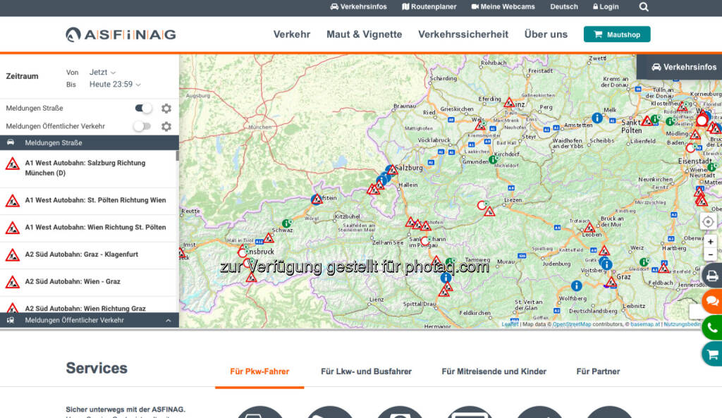 Asfinag (Bild: Screenshot Homepage Asfinag Dezember 2020) (13.12.2020) 