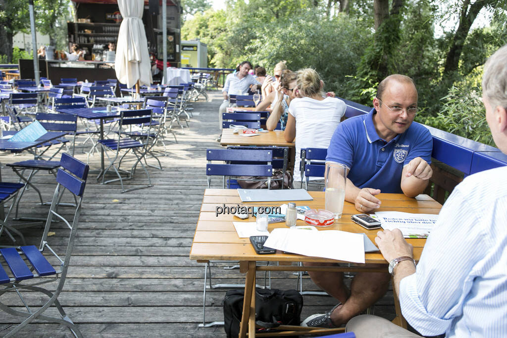 Werner Lanthaler (CEO Evotec), Christian Drastil, &copy; finanzmarktfoto.at/Martina Draper (29.07.2013) 