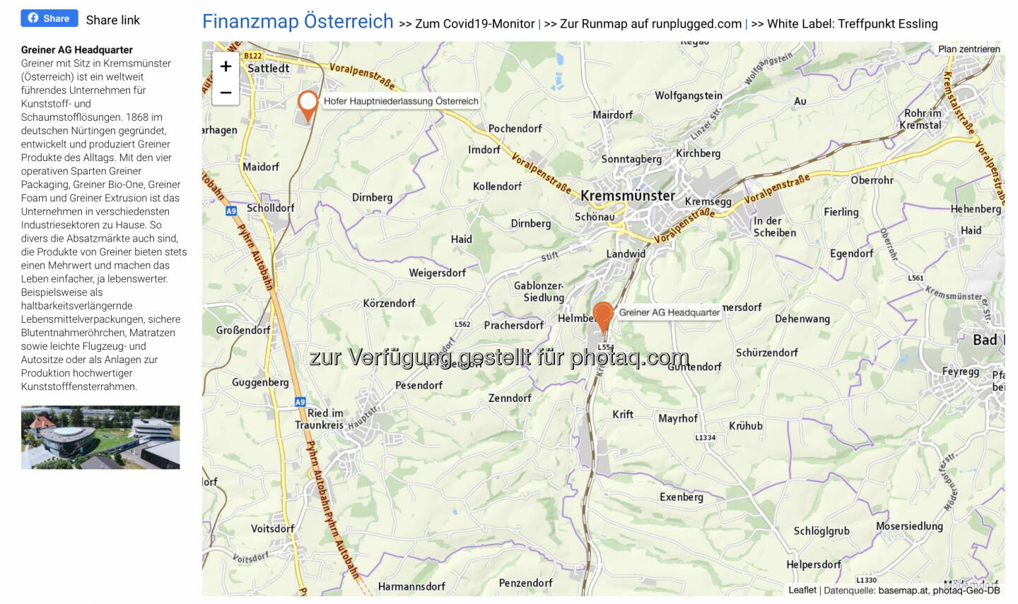 Greiner AG Headquarter auf http://www.boerse-social.com/finanzmap