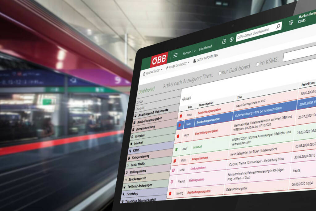 ÖBB – Kundenservice neu definiert: Mit einer flexiblen Microsoft Dynamics 365 Lösung schafft die A1 Telekom Austria Group-Tochter World Direct durchgängige Prozesse und Klarheit im CRM System. 99 Prozent der Kundenanfragen können jetzt im Erstkontakt abschließend gelöst werden. Fotocredit: ÖBB Motive - © ÖBB/Wegscheider + Screenshot, © Aussendung (10.02.2021) 