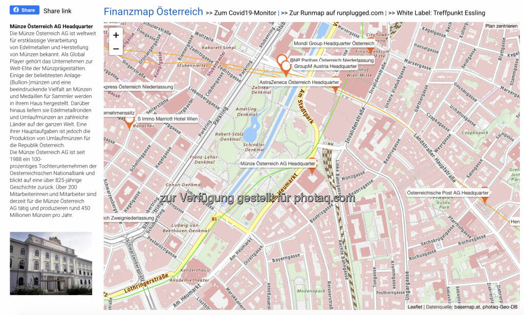 Münze Österreich AG Headquarter auf http://www.boerse-social.com/finanzmap (15.02.2021) 