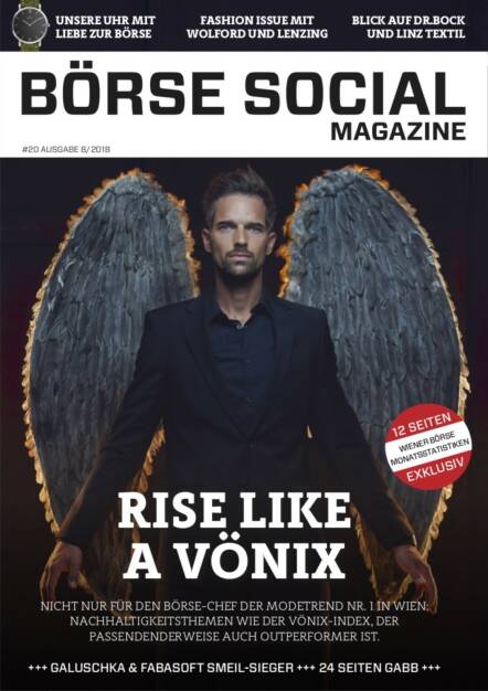 Magazine #20 - August 2018: Model Michael Gstöttner wird von Fotograf Andreas Bitesnich als Symbol für den Anstieg de Nachhaltigkeits-Index Vönix in Szene gesetzt (19.02.2021) 