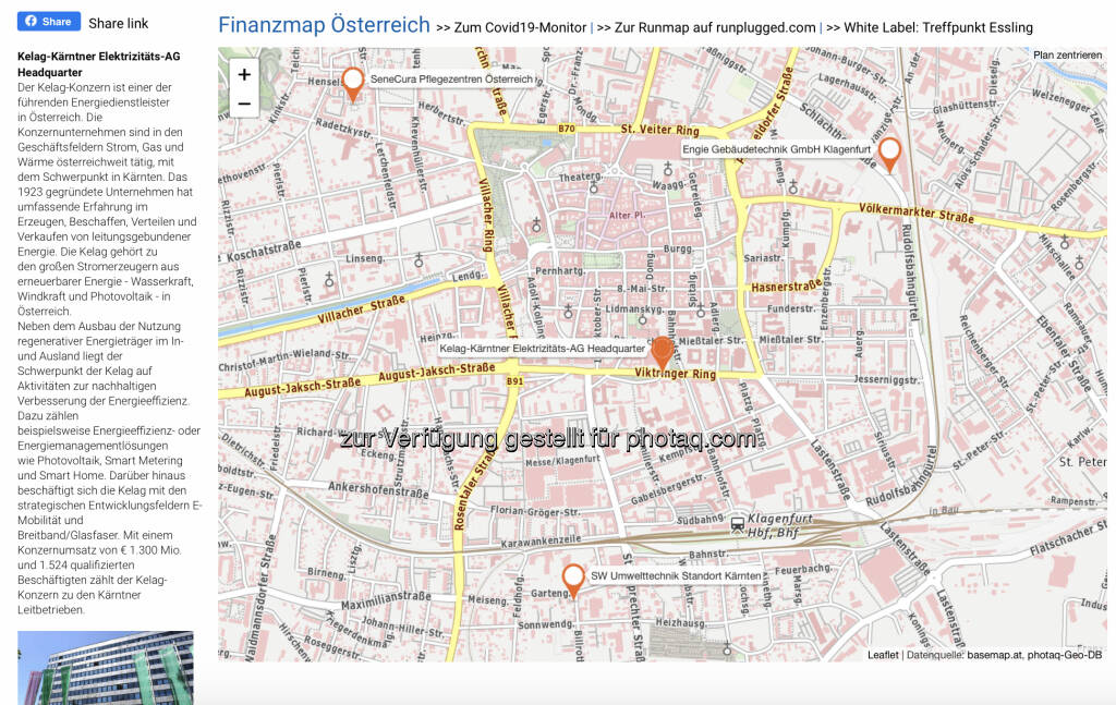 Kelag-Kärntner Elektrizitäts-AG Headquarter auf http://www.boerse-social.com/finanzmap (26.02.2021) 