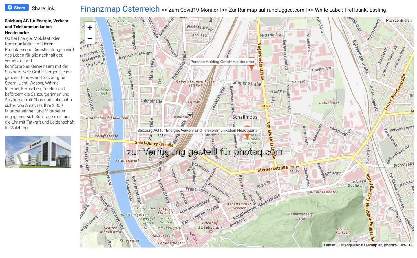 Salzburg AG für Energie, Verkehr und Telekommunikation Headquarter auf http://www.boere-social.com/finanzmap
