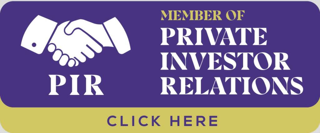 Der Member of Private Investor Relations-Button. Wir gestalten Unternehmensprofile aus unserem Robot BSNgine, die sich laufend erneuern. Wer will, kann den Button auf seiner Homepage einbauen  (30.03.2021) 