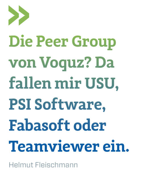 Die Peer Group von Voquz? Da fallen mir USU, PSI Software, Fabasoft oder Teamviewer ein.
Helmut Fleischmann (17.04.2021) 