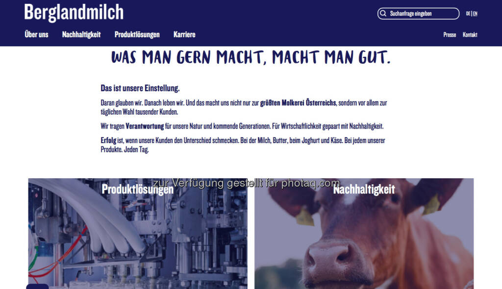 Berglandmilch eGen (Bild: Screenshot Homepage Berglandmilch April 2021) (18.04.2021) 