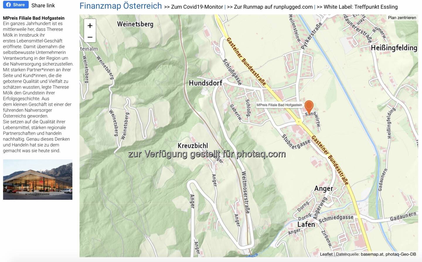 MPreis Bad Hofgastein auf http://www.boerse-social.com/finanzmap