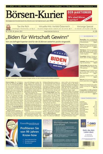 Biden ist gut für die Wirtschaft, und der Börsen-Kurier gut für Ihre Brieftasche!   Ab sofort ist die aktuelle Ausgabe erhältlich. (23.04.2021) 