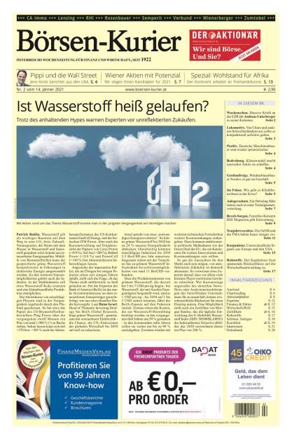 Kein Impeachment! Keine Plagiatsaffäre! Keine neuen Corona-Erkenntnisse! Trotzdem ein sehr spannendes Thema am Titel des aktuellen Börsen-Kurier!   Sie können unsere Zeitung übrigens auch kostenlos und unverbindlich 4 Wochen im Test-Abo beziehen. Besuchen Sie dazu unsere Homepage! (23.04.2021) 