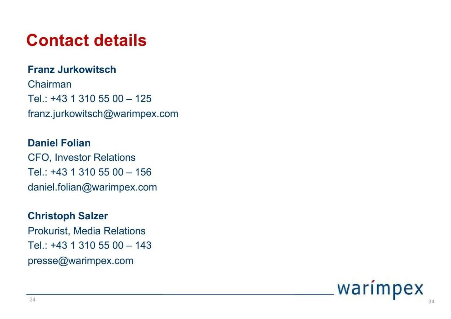 Warimpex - Contact details