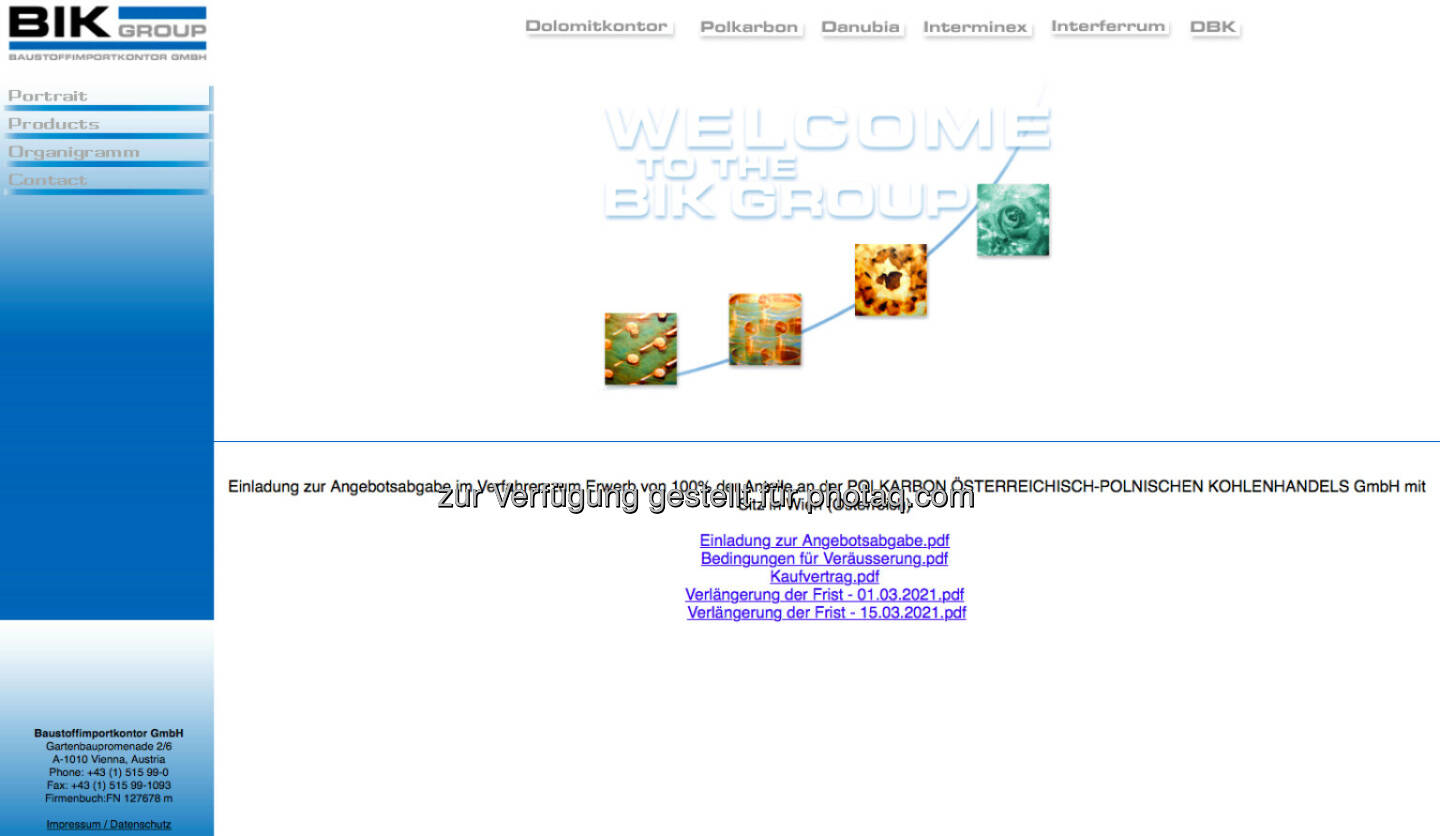 Baustoffimportkontor GmbH (Bild: Screenshot Homepage bik Mai 2021)