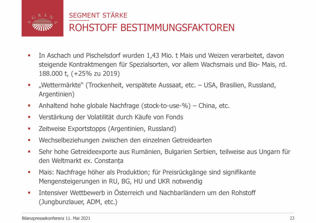 Agrana - Rohstoff Bestimmungsfaktoren (20.05.2021) 