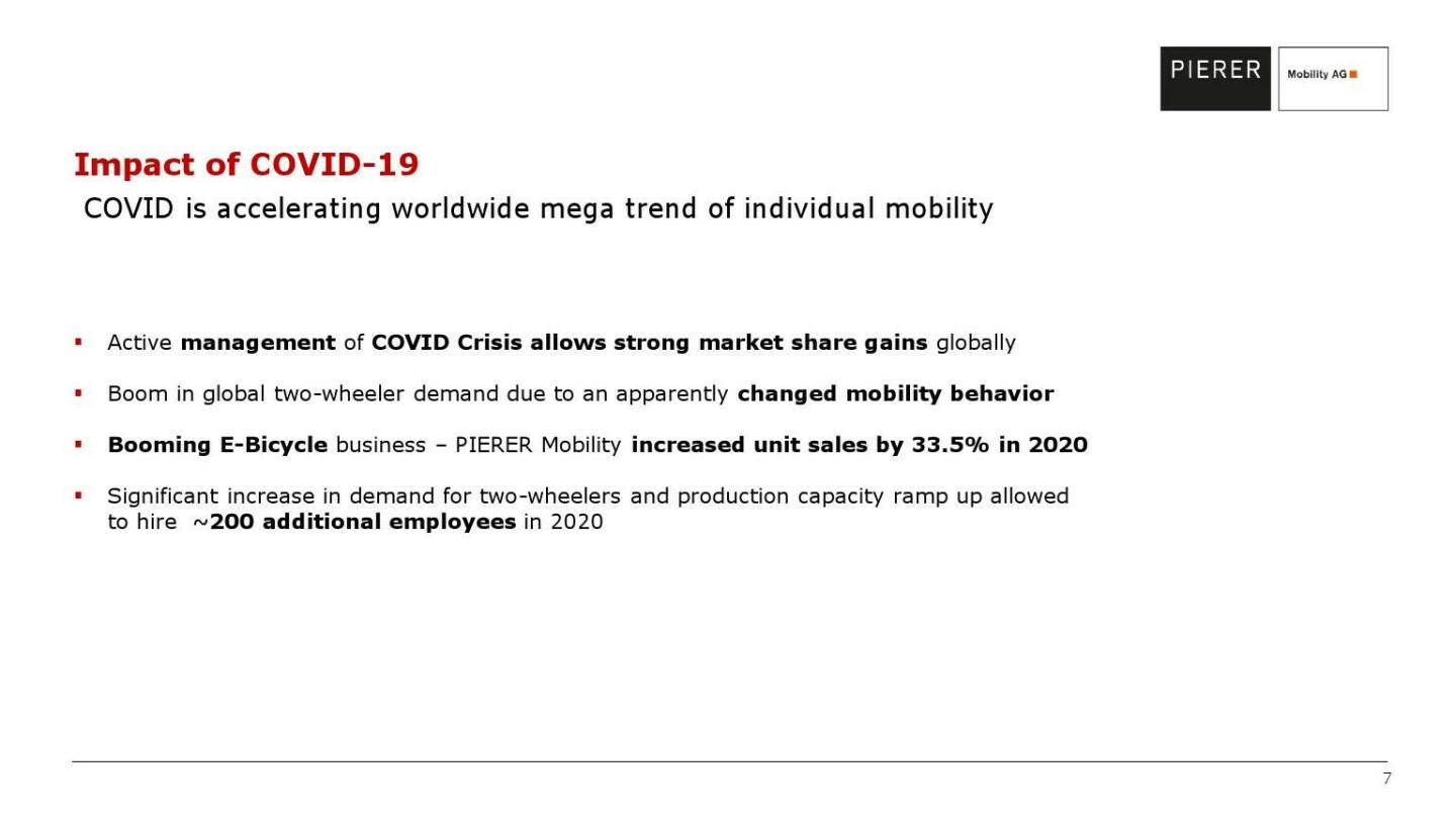 Pierer Mobility - Impact of COVID-19