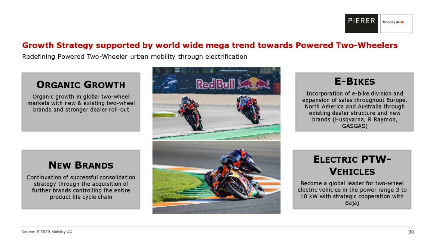 Pierer Mobility - Growth strategy supported by world wide mega trends towards powered two-wheelers