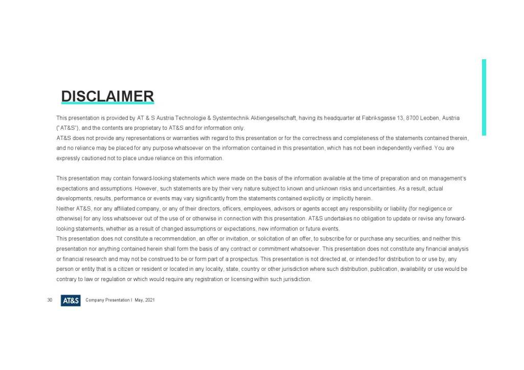 AT&S - Disclaimer (27.05.2021) 