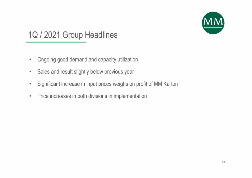 Mayr-Melnhof - 1Q / 2021 Group Headlines (07.06.2021) 