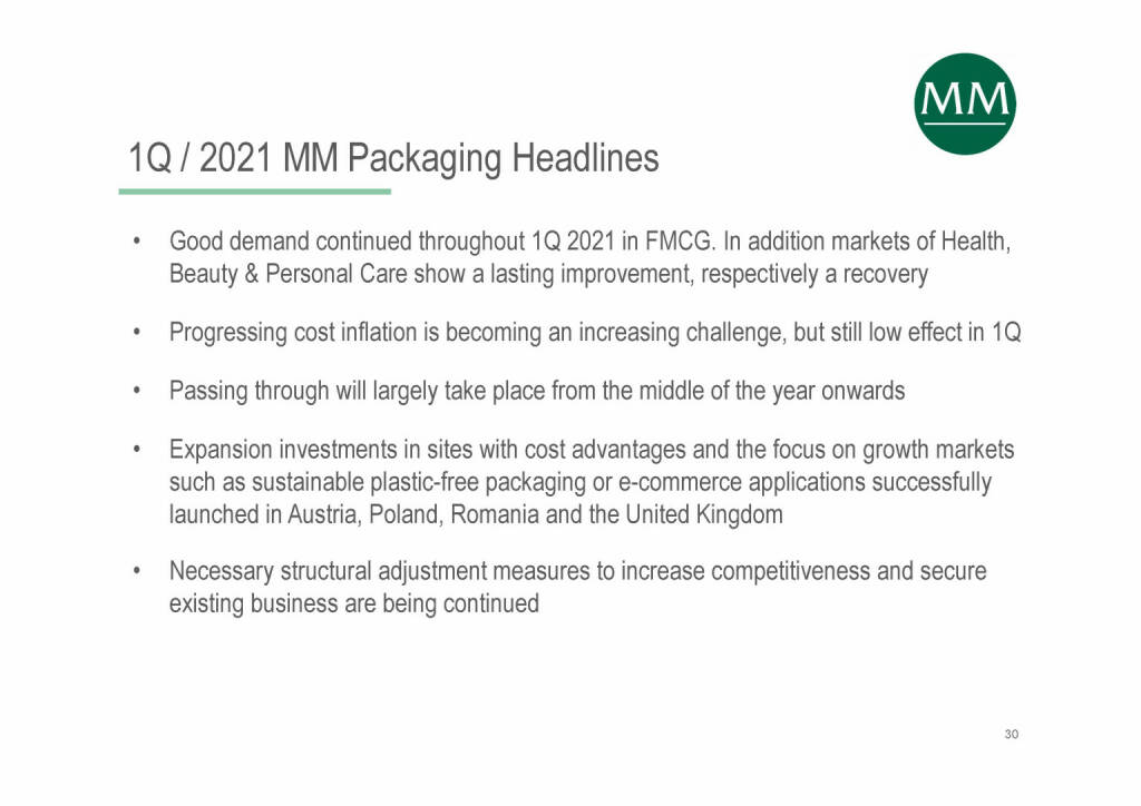 Mayr-Melnhof - 1Q / 2021 MM Packaging Headlines (07.06.2021) 