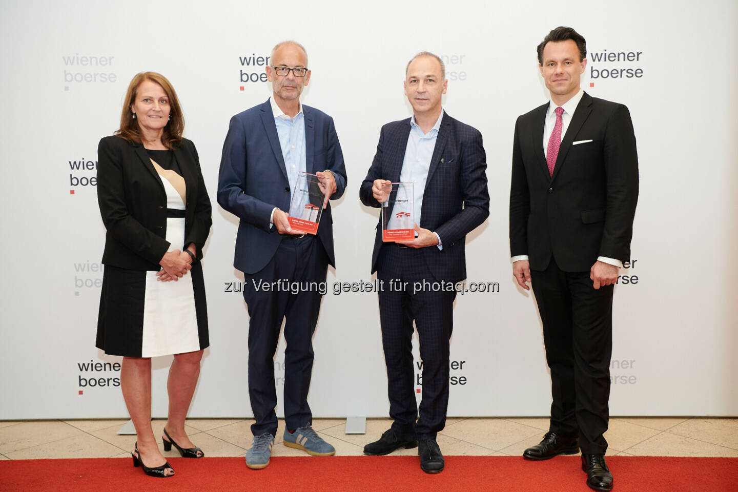 Andrea Herrmann (Wiener Börse), Heimo Scheuch & Gerhard Hanke (Wienerberger), Christoph Boschan (Wiener Börse) - Wiener Börse Preis 2021