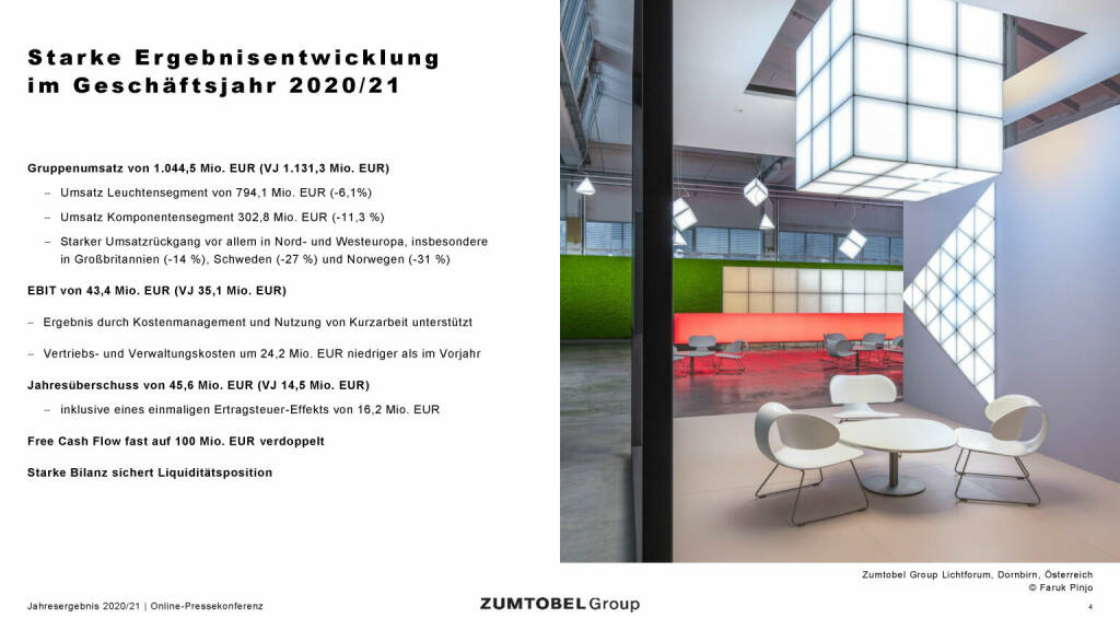 Zumtobel - Starke Ergebnisentwicklung im Geschäftsjahr 2020/21 (05.07.2021) 