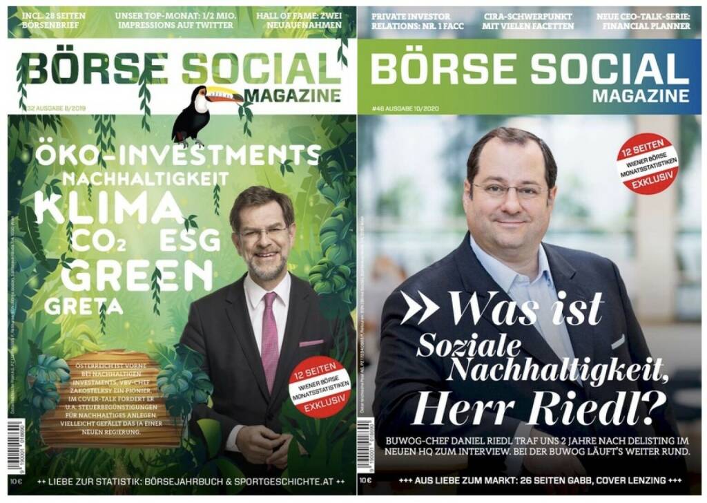 Die Nachaltigkeitsausgaben des Börse Social Magazine 2019 und 2020 (23.07.2021) 