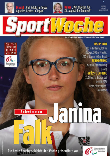 Janina Falk - Disziplinen 100 m Butterfly, 100 m Rücken, 200 m Freistil, 200 m Lagen, 100 m Brust, Behinderung mentale Behinderung (FASD), Größte Erfolge 2x Silber, 1x Bronze bei der EM 2021, Erste Paralympics-Teilnahme (22.08.2021) 