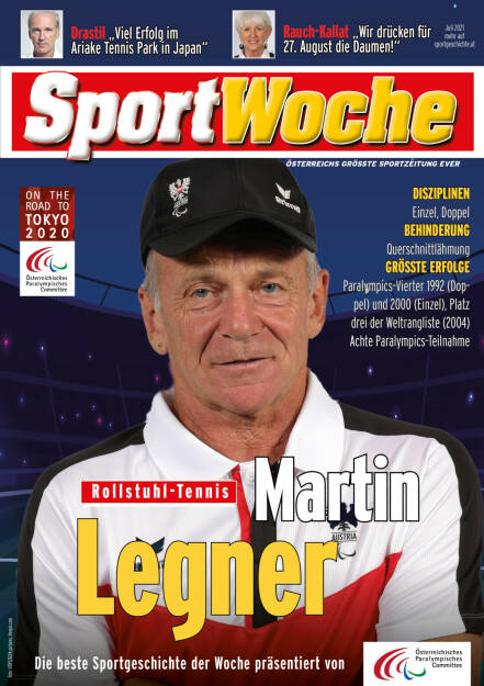 Martin Legner - Disziplinen Einzel, Doppel, Behinderung Querschnittlähmung, Größte Erfolge Paralympics-Vierter 1992 (Doppel) und 2000 (Einzel), Platz drei der Weltrangliste (2004), Achte Paralympics-Teilnahme (22.08.2021) 