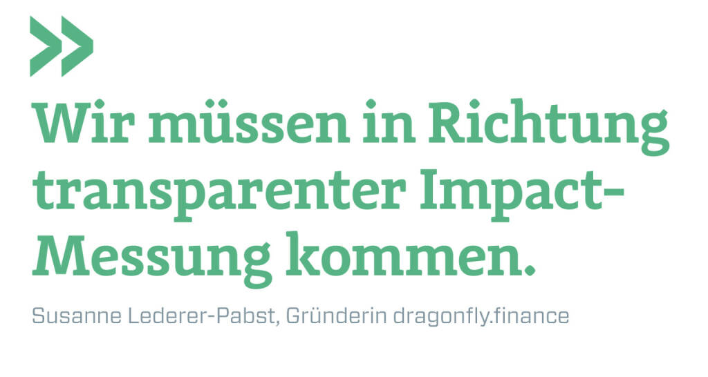 Wir müssen in Richtung transparenter Impact-Messung kommen.
Susanne Lederer-Pabst, Gründerin dragonfly.finance (14.09.2021) 