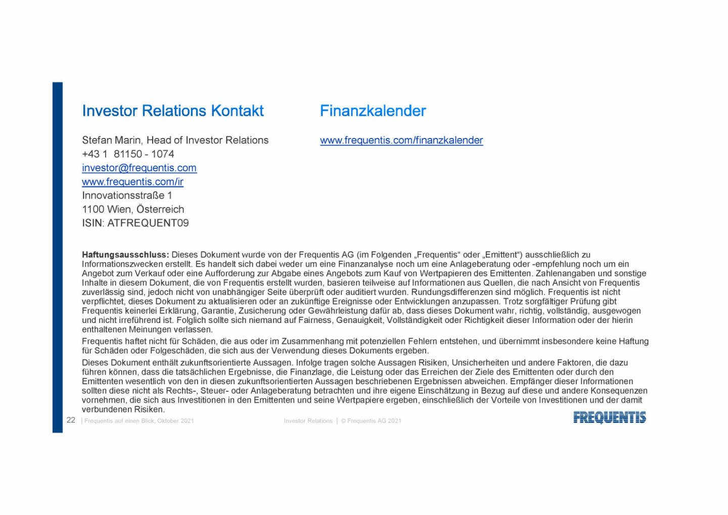 Frequentis - Investro Relations Kontakt