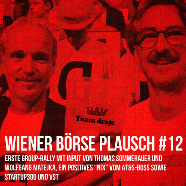 https://open.spotify.com/episode/6KrqdCc8LxWsRQAr2SnasQ
Wiener Börse Plausch #12: Erste Group-Rally mit Input von Thomas Sommerauer und Wolfgang Matejka, ein positives Nix vo - Team drajc, das sind die Börse Social Network Eigentümer Christian Drastil und Josef Chladek, quatscht in „Wiener Börse Plausch #12“ wieder über das aktuelle Geschehen in Wien. Hauptthema ist heute die sensationelle Platzierung des Caixa-Pakets an der Erste Group, dies mit Inputs von Thomas Sommerauer und Wolfgang Matejka. Weiters widmen wir uns der AT&S und warum der CEO weitere 10 Prozent Kursplus nett finden würde. Dazu aus aktuellem Anlass die erneute Dauerfrage an startup300 und ein 73,3-Prozent-Fall im Vienna MTF.   Die November-Folgen vom Wiener Börse Plausch sind präsentiert von der Rosinger Group, die sich mit einem Angebot an Listing-Interessierte UnternehmerInnen richtet und einen Rekord im Rosgix feiern kann.    Risikohinweis: Die hier veröffentlichten Gedanken sind weder als Empfehlung noch als ein Angebot oder eine Aufforderung zum An- oder Verkauf von Finanzinstrumenten zu verstehen und sollen auch nicht so verstanden werden. Sie stellen lediglich die persönliche Meinung der Podcastmacher dar. Der Handel mit Finanzprodukten unterliegt einem Risiko. Sie können Ihr eingesetztes Kapital verlieren. (05.11.2021) 