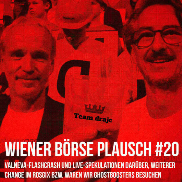 https://open.spotify.com/episode/4K6Xylp7V8PflO5X6OjIDa
Wiener Börse Plausch #20: Valneva-Flashcrash und Live-Spekulationen darüber, weiterer Change im Rosgix bzw. waren wir Gh - Team drajc, das sind die Börse Social Network Eigentümer Christian Drastil und Josef Chladek, quatscht in „Wiener Börse Plausch #20 wieder über das aktuelle Geschehen in Wien. Beide frisch von impftechnischen Ghostboosters gekommen, war vor allem dra heute doch ein wenig haspelisch. Vor allem, weil Valneva mit einem Kurssturz ab 17:10 Uhr das Mini-Script crashte. Die Aktie fiel innerhalb von Minuten von 21,8 Tageshoch bis auf 18 durch, Auflösung dazu haben wir keine, aber wir spekulieren live.   Die November-Folgen vom Wiener Börse Plausch sind präsentiert von der Rosinger Group, die sich mit einem Angebot an Listing-Interessierte UnternehmerInnen richtet und einen Rekord im Rosgix feiern kann. Gregor Rosinger gibt in dieser Folge zudem einen weiteren Indexchance im Rosgix bekannt.  Risikohinweis: Die hier veröffentlichten Gedanken sind weder als Empfehlung noch als ein Angebot oder eine Aufforderung zum An- oder Verkauf von Finanzinstrumenten zu verstehen und sollen auch nicht so verstanden werden. Sie stellen lediglich die persönliche Meinung der Podcastmacher dar. Der Handel mit Finanzprod ukten unterliegt einem Risiko. Sie können Ihr eingesetztes Kapital verlieren. (22.11.2021) 