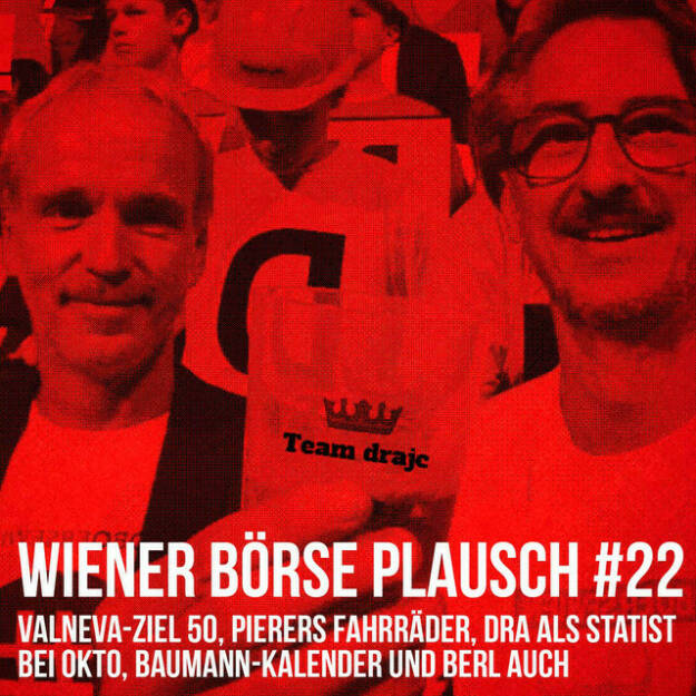 https://open.spotify.com/episode/2ztTCCSwn0Tcwc9fx1J58h
Wiener Börse Plausch #22: Valneva-Ziel 50, Pierers Fahrräder, dra als Statist bei Okto, Baumann-Kalender und Berl auch - Team drajc, das sind die Börse Social Network Eigentümer Christian Drastil und Josef Chladek, quatscht in „Wiener Börse Plausch #22 wieder über das aktuelle Geschehen in Wien. dra berichtet über seine Präsenz als Statist auf Okto TV, den Manfred-Baumann-Kalender sowie über Berl auch. Aktienseitig geht es nochmal um Valneva, wo ein Börsebrief sogar Ziel 50 Euro nennt. Weiters sprechen wir über Pierers Fahrräder, Andritz, Porr und das Listing-Datum von Kostad.  Die November-Folgen vom Wiener Börse Plausch sind präsentiert von der Rosinger Group, die sich mit einem Angebot an Listing-Interessierte UnternehmerInnen richtet und einen Rekord im Rosgix feiern kann.   Erwähnt werden:  - Treffpunkt Essling auf Okto: https://www.okto.tv/de/sendung/wiegehtdas?fbclid=IwAR0yBv37NFixXfx7ba0jG9MHsApAEuzKt42rmIPBD5ENgwFE0mCLBxCqkWY - wikifolio Stockpicking Österreich: https://www.wikifolio.com/de/at/w/wfdrastil1   Risikohinweis: Die hier veröffentlichten Gedanken sind weder als Empfehlung noch als ein Angebot oder eine Aufforderung zum An- oder Verkauf von Finanzinstrumenten zu verstehen und sollen auch nicht so verstanden werden. Sie stellen lediglich die persönliche Meinung der Podcastmacher dar. Der Handel mit Finanzprod ukten unterliegt einem Risiko. Sie können Ihr eingesetztes Kapital verlieren. (24.11.2021) 