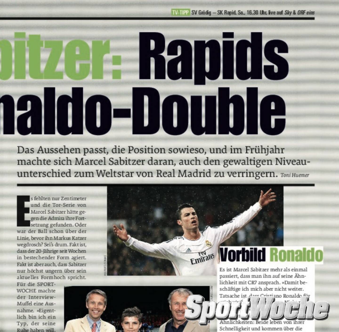 31.08.2021: #sportgeschichte: 2014 schrieb die #sportwoche in Bezug auf @marcel7sabitzer von @skrapid1899 @cristiano double. Der Weg führte über @fcredbullsalzburg , @rbleipzig zum @fcbayern VOR 5 SEKUNDEN 