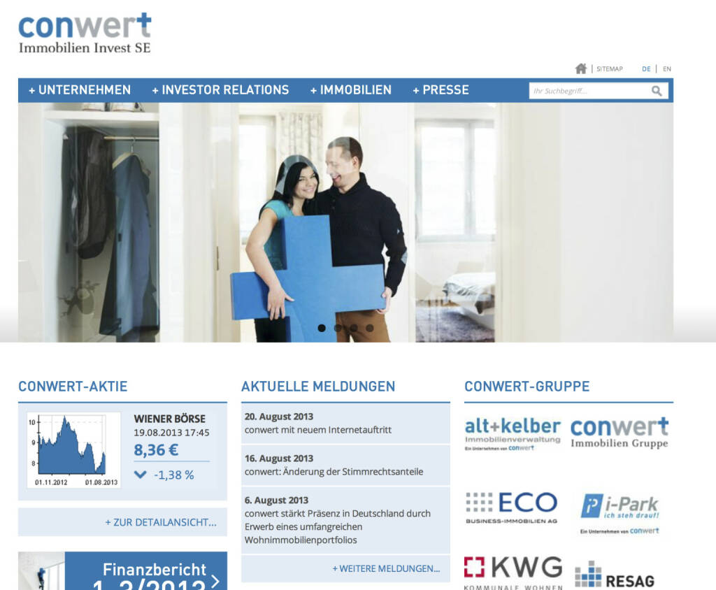 conwert - Relaunch von http://www.conwert.at (20.08.2013) 