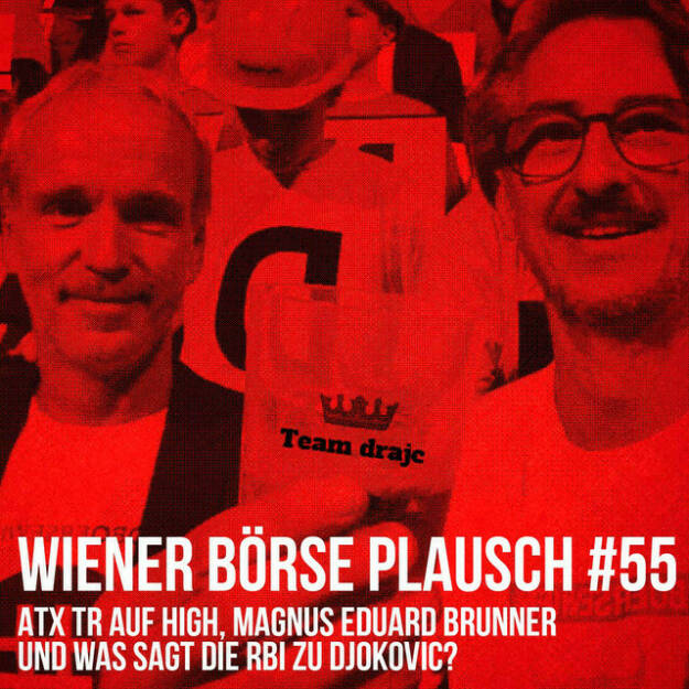 https://open.spotify.com/episode/4aj9BXjvljehdTgFHcq8WQ
Wiener Börse Plausch #55: ATX TR auf High, Magnus Eduard Brunner und was sagt die RBI zu Djokovic? - <p>Team drajc, das sind die Börse Social Network Eigentümer Christian Drastil und Josef Chladek, quatscht in Wiener Börse Plausch #55 wieder über das aktuelle Geschehen in Wien. Heute reden wir über ein High, <strong>Immofinanz</strong> / <strong>S Immo</strong>, <strong>S&T</strong>, <strong>Karl Freidl</strong>, <strong>Djokovic</strong> &amp; <strong>RBI</strong>, <strong>Magnus Eduard Brunner</strong>, Zoom, <strong>Heimo Scheuch</strong> und <strong>Thomas Birtel</strong>. </p>
<p>_Erwähnt werden: Heimo Scheuch interviewt Thomas Birtel
<a href=https://open.spotify.com/episode/5IyrANgZYTG3lmFUy9AeZH>https://open.spotify.com/episode/5IyrANgZYTG3lmFUy9AeZH</a> _</p>
<p><em>Die Jänner-Folgen vom Wiener Börse Plausch sind präsentiert von <strong>Wienerberger</strong>, <strong>CEO Heimo Scheuch</strong> hat sich im Q4 ebenfalls unter die Podcaster gemischt: <a href=https://open.spotify.com/show/5D4Gz8bpAYNAI6tg7H695E>https://open.spotify.com/show/5D4Gz8bpAYNAI6tg7H695E</a> .</em></p>
<p><em><strong>Risikohinweis</strong>: Die hier veröffentlichten Gedanken sind weder als Empfehlung noch als ein Angebot oder eine Aufforderung zum An- oder Verkauf von Finanzinstrumenten zu verstehen und sollen auch nicht so verstanden werden. Sie stellen lediglich die persönliche Meinung der Podcastmacher dar. Der Handel mit Finanzprod ukten unterliegt einem Risiko. Sie können Ihr eingesetztes Kapital verlieren.</em></p> (17.01.2022) 