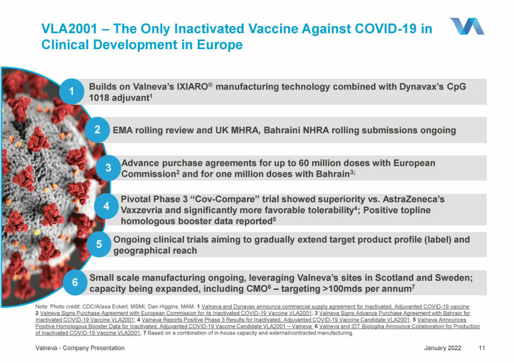 Valneva - VLA2001 – The Only Inactivated Vaccine Against COVID-19 in Clinical Development in Europe (18.01.2022) 