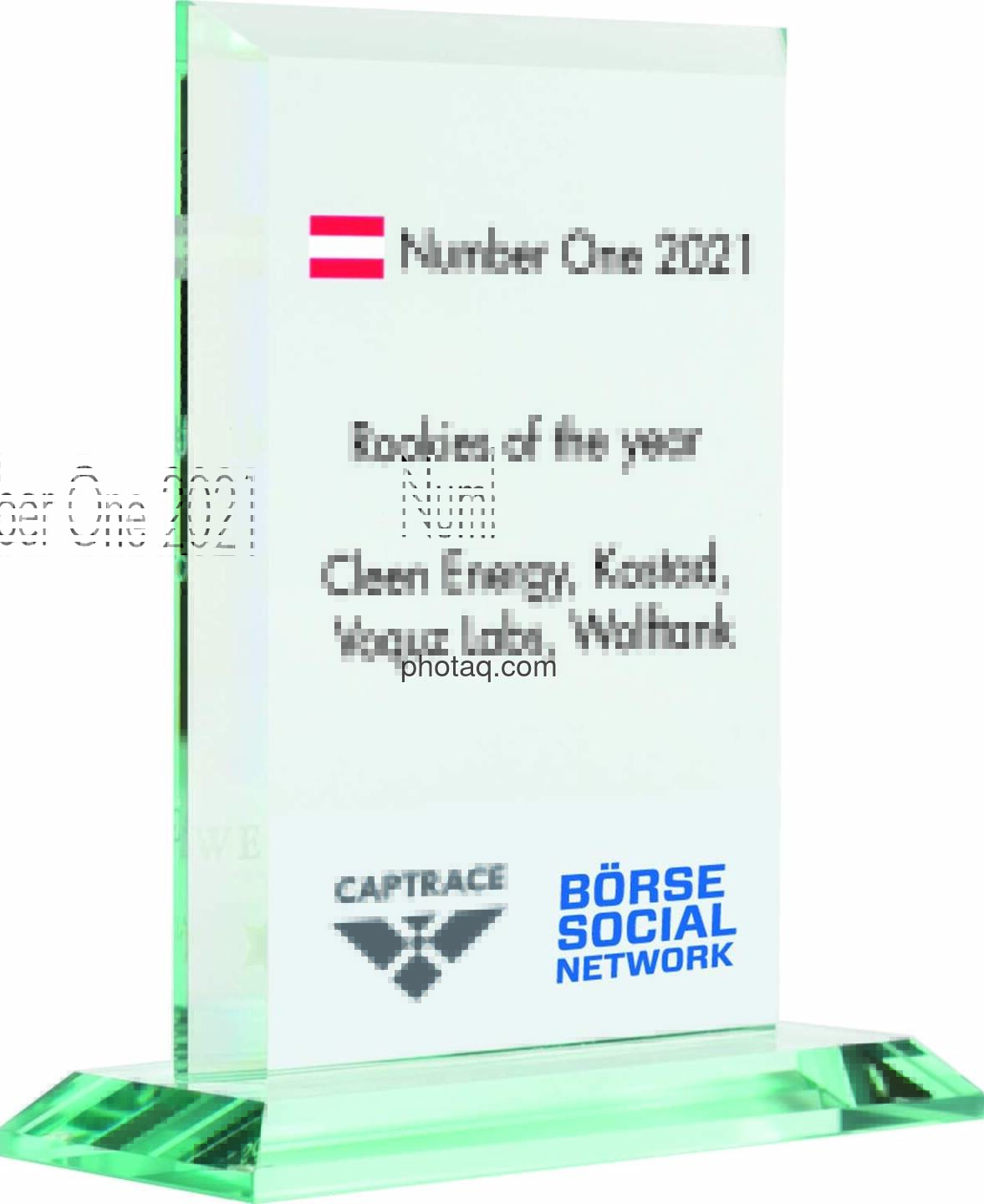 Number One Awards 2021 - Rookies of the year Cleen Energy, Kostad, Voquz Labs, Wolftank