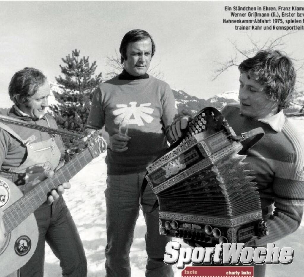 31.01.2022: #tonisailer , auf dem Bild mit #charlykahr und #franzklammer feierte heute vor 66 Jahren seinen @olympic_team_austria #olympiasieg im #slalom @cortinaskiworldcup @cortinaskiworldcup @skii.italy , © Bilder aus der SportWoche (31.01.2022) 