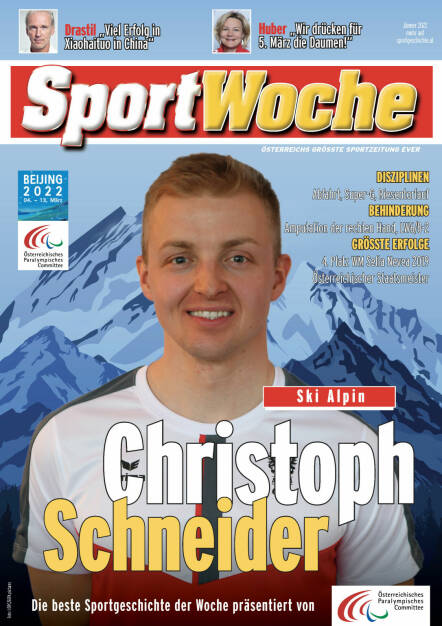 Christoph Schneider - Disziplinen Abfahrt, Super-G, Riesentorlauf, Behinderung: Amputation der rechten Hand, LW6/8-2, Größte Erfolge 4. Platz WM Sella Nevea 2019, Österreichischer Staatsmeister  (18.02.2022) 