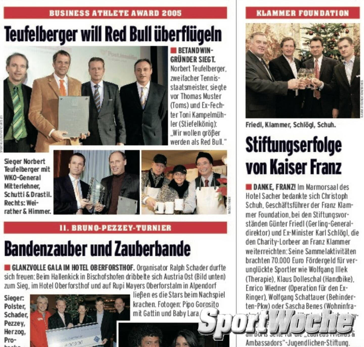 12.03.2022: Heute vor 26 Jahren wurde #karlschlögl Staatssekretär für Sport im #bundeskanzleramt, auf dieser alten #sportwoche - Seite ist er rechts oben drauf. links oben bin ich mit #norbertteufelberger , #reinholdmitterlehner und #antonschutti @sporthilfe.at beim #businessathleteaward 2005 