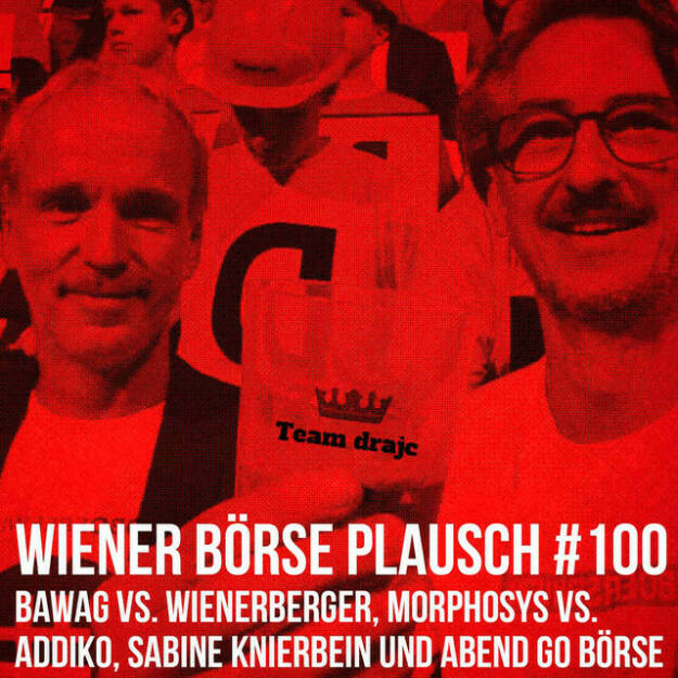 https://open.spotify.com/episode/4yOmJcuVRlCYJK51237o3h
Wiener Börse Plausch #100: Bawag vs. Wienerberger, Morphosys vs. Addiko, Sabine Knierbein und Abend go Börse - <p>Team drajc, das sind die Börse Social Network Eigentümer Christian Drastil und Josef Chladek, quatscht im Wiener Börse Plausch #100 u.a. über Sabine Knierbein, Sabine Gstöttner, Robert Abend, Heimo Scheuch, Edgar Flaggl, Hannes Niederhauser, Erhard Grossnigg, Clemens Billek, Andreas Klauser, weiters Bawag vs. Wienerberger und Morphosys vs. Addiko Bank sowie Andritz, S&amp;T und einige Rekorde.</p><br/><p>Erwähnt wird:<br/>Heimo Scheuch Podcast: <a href=https://boersenradio.at/page/playlist/1301/ rel=nofollow>https://boersenradio.at/page/playlist/1301/</a> </p><br/><p>Die 2022er-Folgen vom Wiener Börse Plausch sind präsentiert von Wienerberger, CEO Heimo Scheuch hat sich im Q4 ebenfalls unter die Podcaster gemischt: <a href=https://open.spotify.com/show/5D4Gz8bpAYNAI6tg7H695E rel=nofollow>https://open.spotify.com/show/5D4Gz8bpAYNAI6tg7H695E</a> . Co-Presenter im März ist Trockeneis-online.com, siehe auch die überarbeitete <a href=https://boersenradio.at rel=nofollow>https://boersenradio.at</a><br/>Der Theme-Song, der eigentlich schon aus dem Jänner stammt und spontan von der Rosinger Group supportet wurde: Sound &amp; Lyrics unter <a href=https://boersenradio.at/page/podcast/2734/ rel=nofollow>https://boersenradio.at/page/podcast/2734/</a> .</p><br/><p>Risikohinweis: Die hier veröffentlichten Gedanken sind weder als Empfehlung noch als ein Angebot oder eine Aufforderung zum An- oder Verkauf von Finanzinstrumenten zu verstehen und sollen auch nicht so verstanden werden. Sie stellen lediglich die persönliche Meinung der Podcastmacher dar. Der Handel mit Finanzprodukten unterliegt einem Risiko. Sie können Ihr eingesetztes Kapital verlieren.</p> (21.03.2022) 