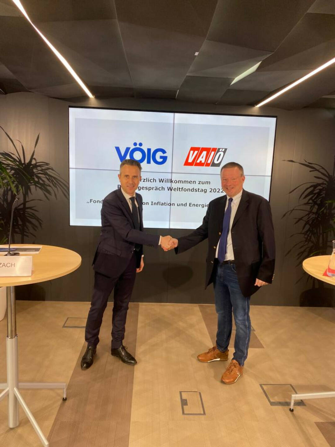 Pressekonferenz zum Weltfondstag am 19. April: Thomas Loszach, Vorstand VAI&Ouml;, und Dietmar Rupar, Generalsekret&auml;r V&Ouml;IG; Credit: beigestellt