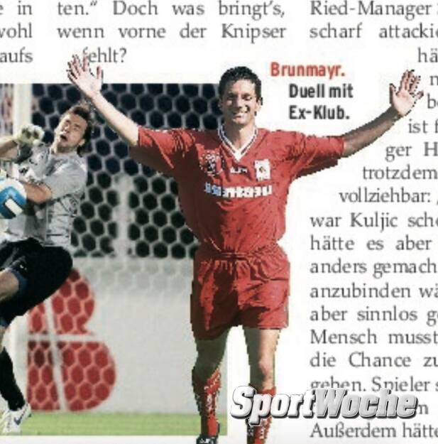 09.05.2022: 09.05.2002: Bundesliga - Ronald Brunmayr: Erzielt 4 Tore, Endstand Grazer AK 5:1 VfB Admira Wacker Mödling (3. meiste Tore eines Spielers in einem Bundesliga-Spiel) , © Bilder aus der SportWoche (09.05.2022) 