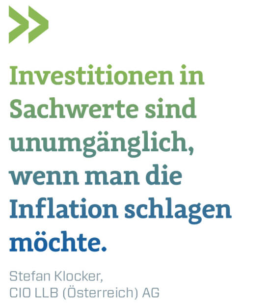 Investitionen in Sachwerte sind unumgänglich, wenn man die Inflation schlagen möchte.
Stefan Klocker, CIO LLB (Österreich) AG (21.05.2022) 