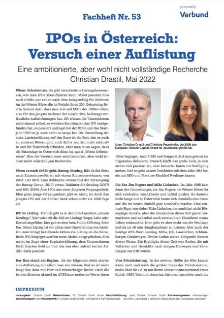 Fachheft 53 - IPOs in Österreich: Versuch einer Auflistung (15.06.2022) 