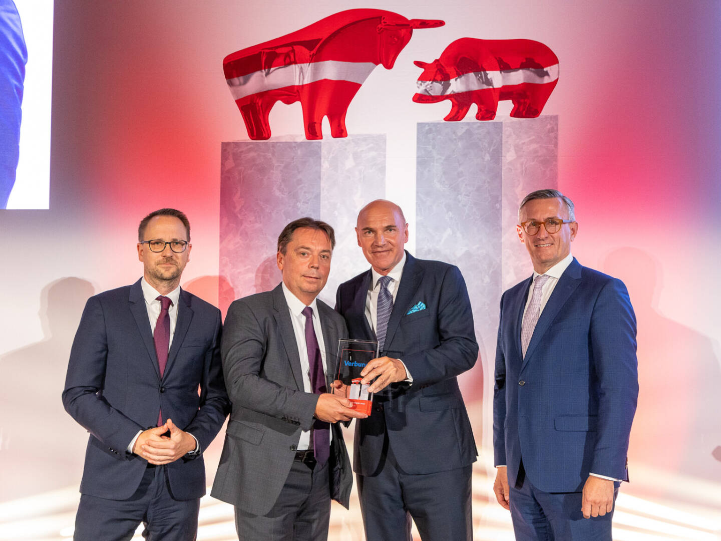Wiener B&ouml;rse Preis 2022: Corporate Bond-Preis: Maxian (&Ouml;VFA), Wollein, Kollmann (VERBUND), Ottel (Aktienforum); Credit: Wiener B&ouml;rse