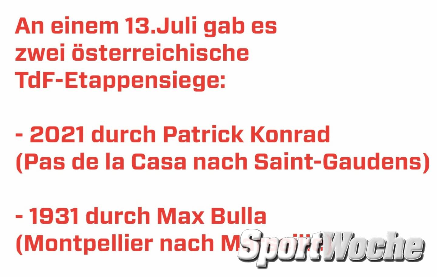 13.07.2022: 2 @letourdefrance #etappensiege für den #ÖRV an einem 13.7.: - 2021 durch @patrickonrad (Pas de la Casa nach Saint-Gaudens) - 1931 durch Max Bulla (Montpellier nach Marseille) 